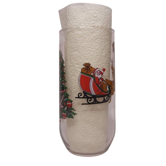 Vintage Santa Claus Drinking Glasses 1992 Reindeer 16 oz Luminarc USA - Picture 4 of 7